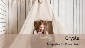  Presentation with drum - Presentation design consisting of drum near wigwam playing indian background and a coral colored foreground