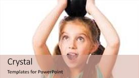  Presentation with eggplant - Cool new slide deck with little girl with eggplant on head backdrop and a coral colored foreground