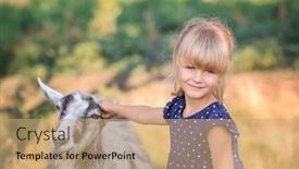  Presentation with goat farm - Cool new slides with little girl with goat on farm backdrop and a coral colored foreground