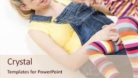  Presentation with pregnant mother - Theme consisting of little girl with her pregnant mother sitting on floor background and a lemonade colored foreground