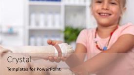  Presentation with doctor office - Beautiful PPT layouts featuring little-girl-with-her-puppy backdrop and a coral colored foreground