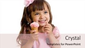  Presentation with ice cream - Slides having little girl with ice cream background and a soft green colored foreground