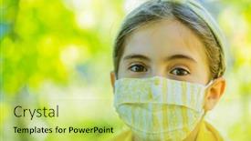  Presentation with corona virus - Slide deck having little-girl-with-mask-against background and a yellow colored foreground