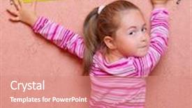  Presentation with tape - Presentation design consisting of little girl with measuring tape background and a coral colored foreground