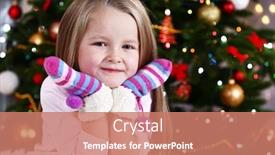  Presentation with girl christmas - Theme enhanced with little-girl-with-mittens-lying background and a coral colored foreground