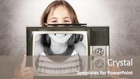  Presentation with broadcast - Cool new slides with television broadcast - little girl with old retro backdrop and a gray colored foreground
