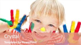  Presentation with cute - Cool new presentation with little girl with painted hands backdrop and a coral colored foreground