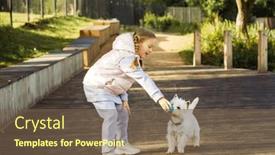  Presentation with dog park - PPT theme with little-girl-with-pigtails-plays and a violet colored foreground