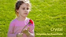  Presentation with green lawn - Colorful slide deck enhanced with little girl with red carnation backdrop and a tawny brown colored foreground