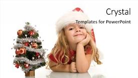  Presentation with christmas girl - Presentation theme featuring little girl with small christmas background and a white colored foreground