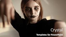 Presentation with creepy - PPT layouts having little-girl-with-spooky-halloween background and a black colored foreground