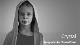  Presentation with grey black white - Cool new PPT theme with little girl with taped mouth backdrop and a gray colored foreground