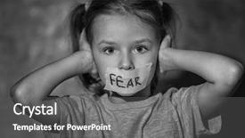  Presentation with grey black white - Amazing presentation theme having little girl with taped mouth backdrop and a gray colored foreground