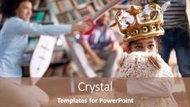  Presentation with family photo - Audience pleasing PPT theme consisting of little-girl-with-teddy-posing backdrop and a coral colored foreground