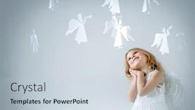  Presentation with angels - Presentation theme featuring little girl with the angels background and a lemonade colored foreground