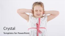  Presentation with closed - PPT theme enhanced with little girl with tightly closed background and a  colored foreground