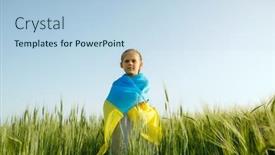  Presentation with independence day - Presentation theme having little-girl-with-ukrainian-flag background and a light blue colored foreground