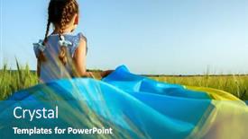  Presentation with independence day - Theme featuring little-girl-with-ukrainian-flag background and a teal colored foreground
