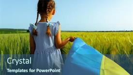  Presentation with independence day - Slides enhanced with little-girl-with-ukrainian-flag background and a ocean colored foreground