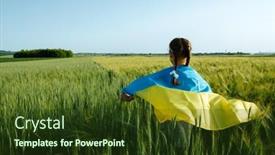  Presentation with independence day - Presentation with little-girl-with-ukrainian-flag background and a tawny brown colored foreground