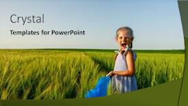  Presentation with independence day - Presentation theme consisting of little-girl-with-ukrainian-flag background and a light blue colored foreground