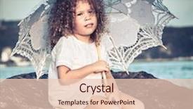  Presentation with sea simulator - Theme having little girl with umbrella near background and a lemonade colored foreground