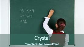  Presentation with future classroom - Presentation theme featuring little girl writes on blackboard background and a ocean colored foreground