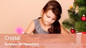 Presentation with writing - Presentation theme with little girl writing wish list background and a  colored foreground