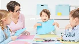  Presentation with rajput sun - PPT theme consisting of little girls and teacher near background and a sky blue colored foreground