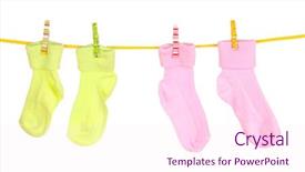  Presentation with pink white - Amazing slide deck having little girls birthday invitation - pink and yellow baby socks backdrop and a  colored foreground