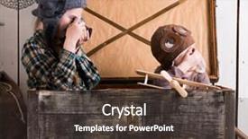  Presentation with wooden - Presentation with little girls in hats play background and a dark gray colored foreground