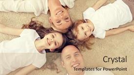  Presentation with family children - Slides having little girls lying in circle background and a coral colored foreground