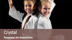  Presentation with fighters - Presentation theme enhanced with little girls martial arts fighters background and a violet colored foreground