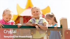  Presentation with playground - Colorful presentation enhanced with little girls on children playground backdrop and a coral colored foreground