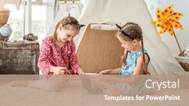  Presentation with treasure - Beautiful slide deck featuring little-girls-playing backdrop and a coral colored foreground