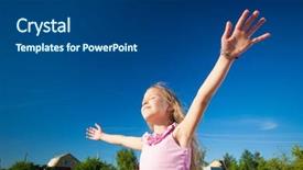  Presentation with freedom - Amazing PPT theme having little girls praying - freedom child with outstretched arms backdrop and a  colored foreground