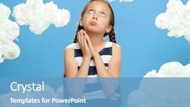  Presentation with summer holiday - Amazing slide set having little girls praying - girl dressed in striped dress backdrop and a teal colored foreground