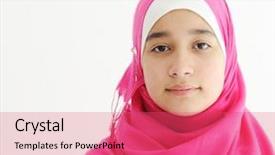  Presentation with education middle school arabic kids - Theme consisting of little girls praying - middle eastern arabic girl wearing background and a coral colored foreground