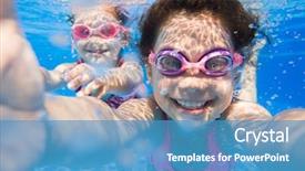 Presentation with under water - Presentation design consisting of little girls under the water background and a teal colored foreground