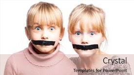  Presentation with duct - Slide set featuring little girls with duct tape background and a coral colored foreground