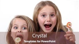  Presentation with girls scouts - Beautiful slide set featuring little-girls-with-lollipops backdrop and a tawny brown colored foreground