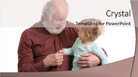  Presentation with sitting teddy bear isolated - Slide set enhanced with little granddaughter sitting at lap background and a lemonade colored foreground