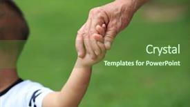  Presentation with hand holding colorful brain sketch - Audience pleasing PPT theme consisting of little hand of her grandchild backdrop and a  colored foreground