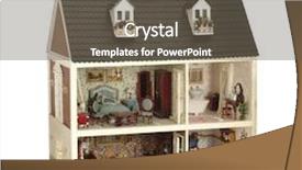  Presentation with doll - Slide set featuring little handmade house of dolls background and a dark gray colored foreground