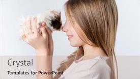  Presentation with guinea pig - Colorful presentation theme enhanced with little-happy-girl-with-guinea backdrop and a coral colored foreground