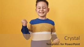  Presentation with modern eye glasses on yellow - PPT theme having little-hispanic-boy-standing-over background and a yellow colored foreground