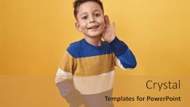  Presentation with hearing - Presentation theme enhanced with little-hispanic-boy-standing-over background and a yellow colored foreground