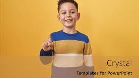  Presentation with pencils blue one yellow - Presentation featuring little-hispanic-boy-standing-over background and a gold colored foreground