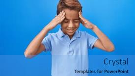 Presentation with migraine - Presentation theme with little-hispanic-boy-wearing-casual background and a teal colored foreground