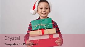  Presentation with christmas presents - Theme featuring little-hispanic-boy-wearing-christmas and a red colored foreground